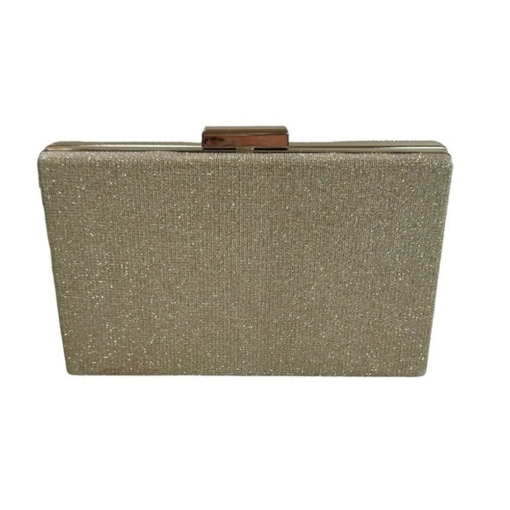 Gold Tone Chain Strap Fashion Evening Shimmer Clutch Bag - Picture 8 of 9